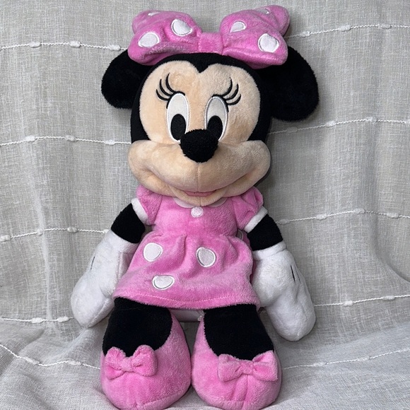 Disney Minnie Mouse 21" Large Plush Cuddle Pink & White Polka Dot Dress, Bow GUC - Picture 1 of 16